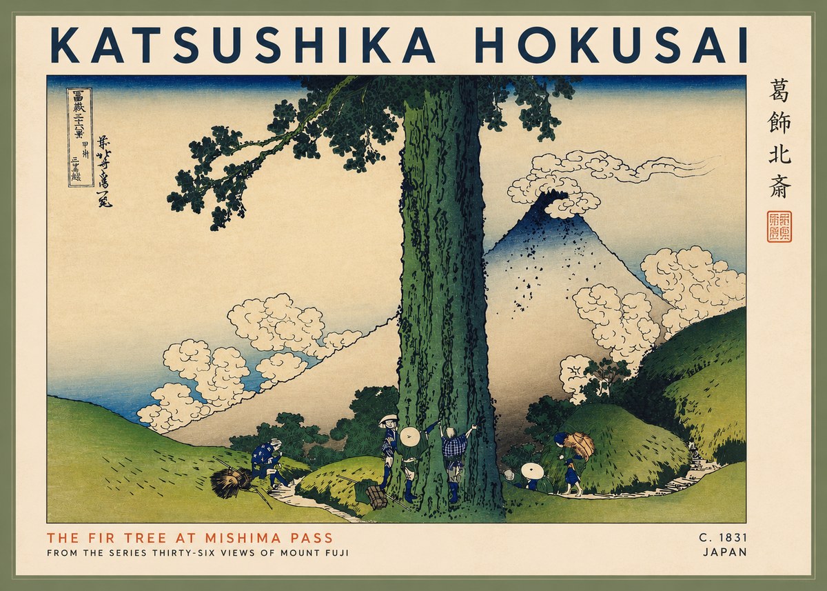 Katsushika Hokusai The Fir Tree at Mishima Pass No2 - Poster