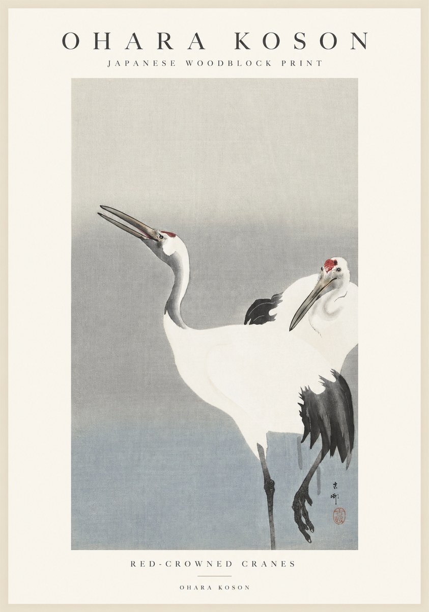 Ohara Koson Red-crowned Cranes No1 - Poster