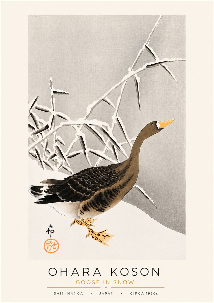 Ohara Koson Goose in Snow No5 - Poster