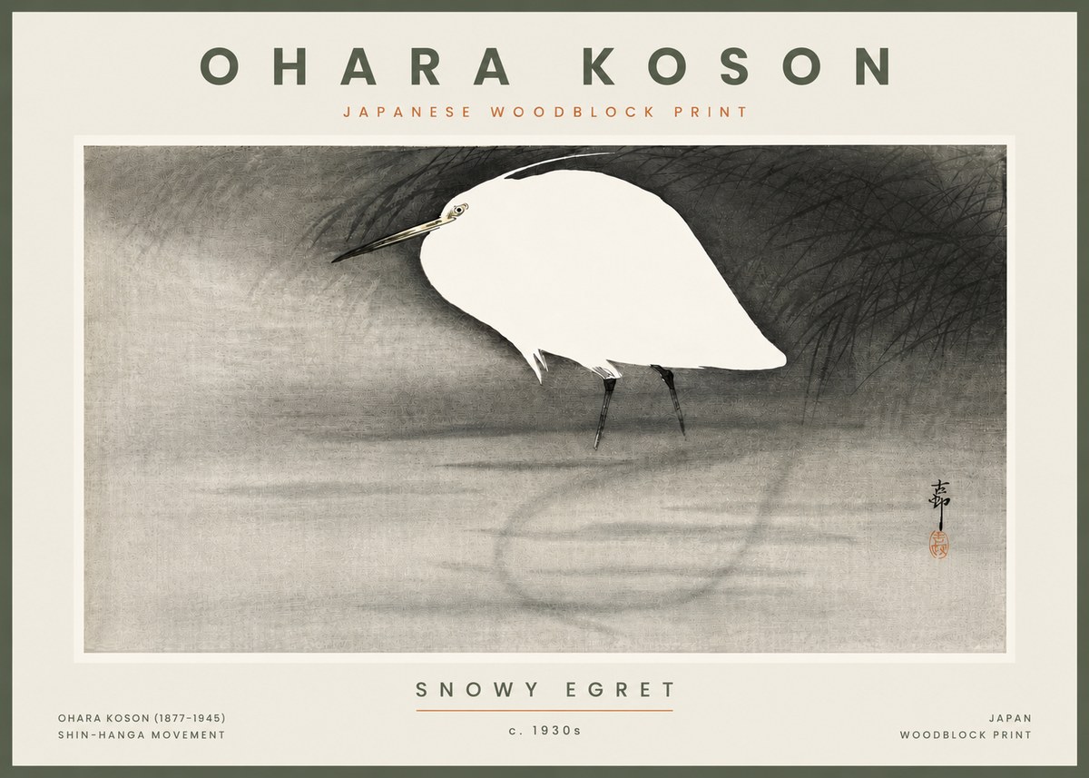 Ohara Koson Snowy Egret No4 - Poster