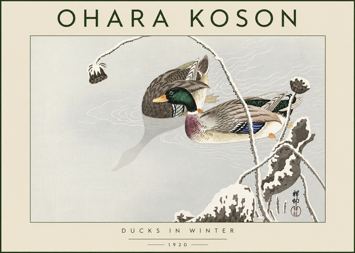 Ohara Koson Ducks in Winter No4 - Poster