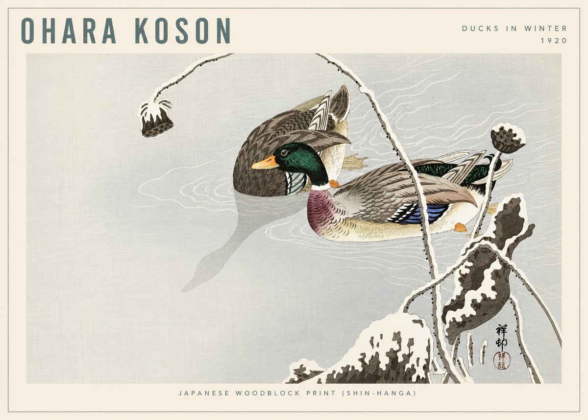 Ohara Koson Ducks in Winter No6 - Poster