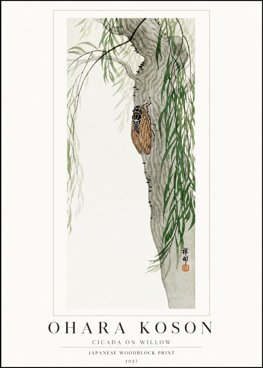 Ohara Koson Cicada on Willow No1 - Poster