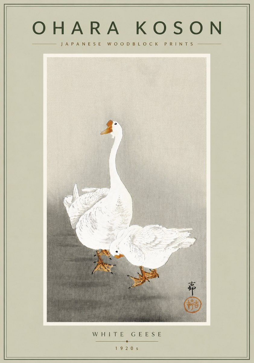 Ohara Koson White Geese No6 - Poster
