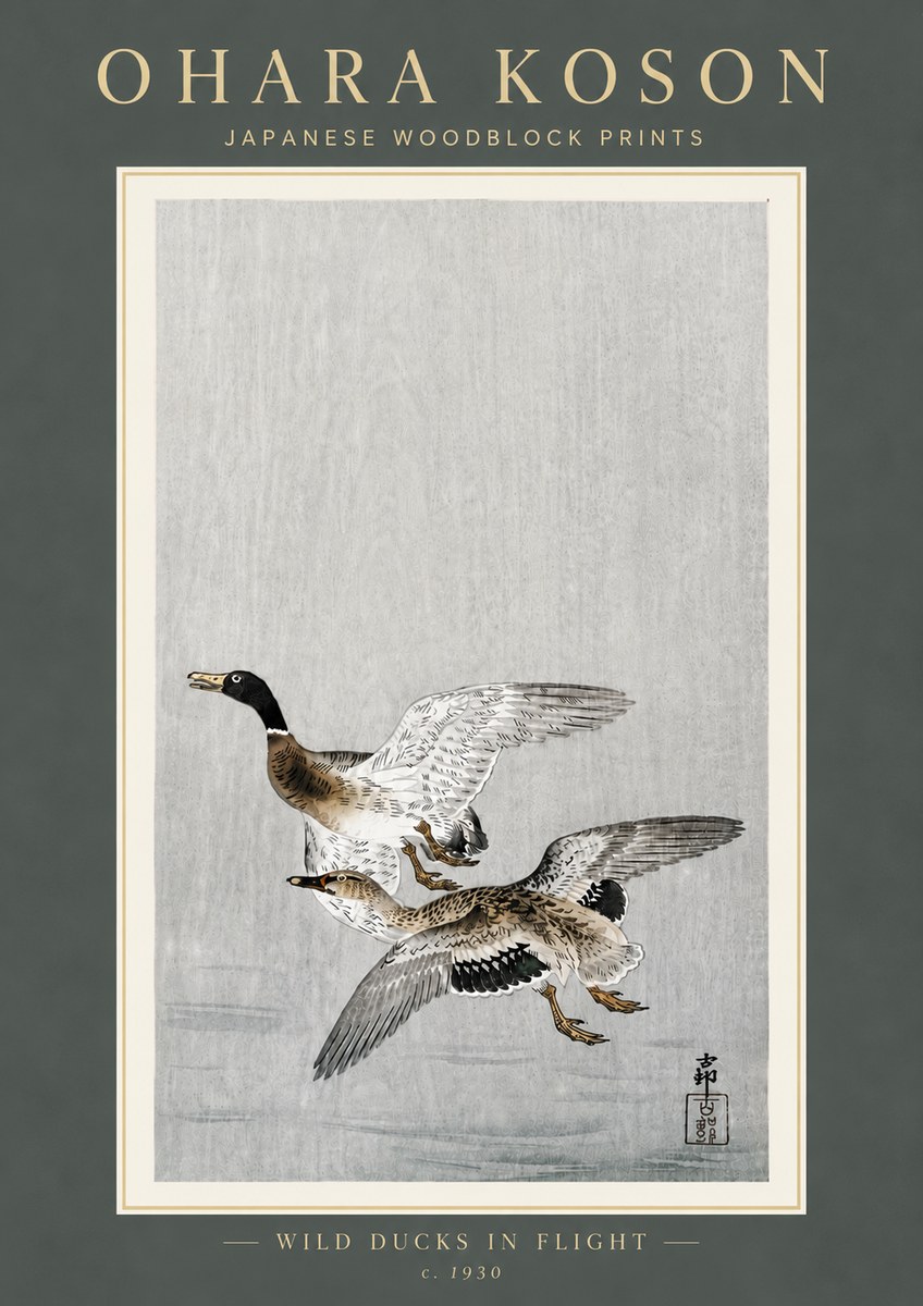 Ohara Koson Wild Ducks in Flight No6 - Poster