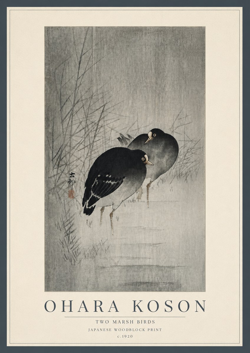 Ohara Koson Two Marsh Birds No5 - Poster