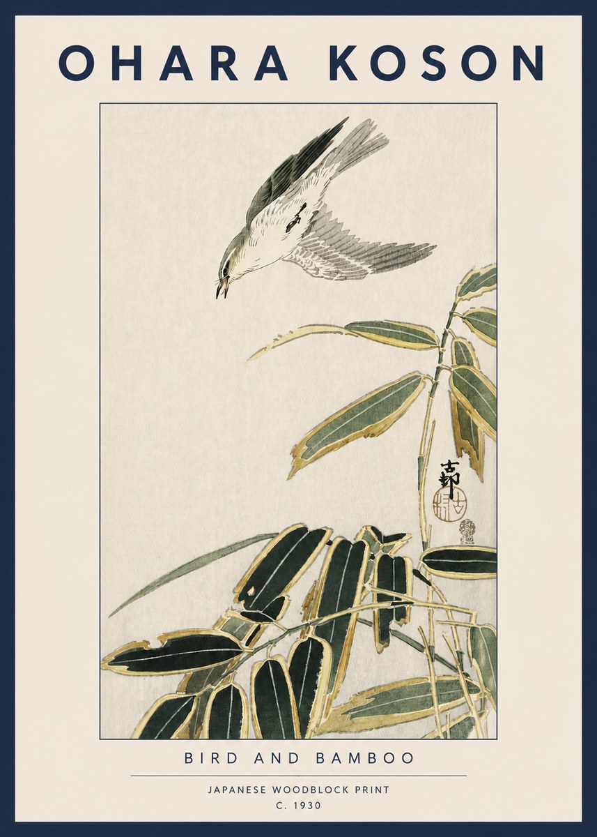 Ohara Koson Bird and Bamboo No3 - Poster