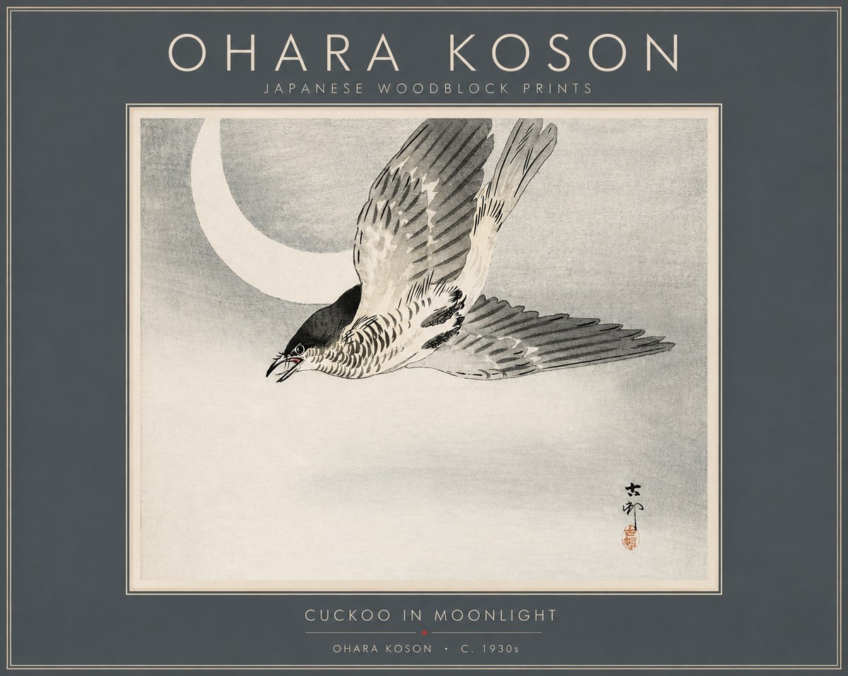 Ohara Koson Cuckoo in Moonlight No2 - Poster