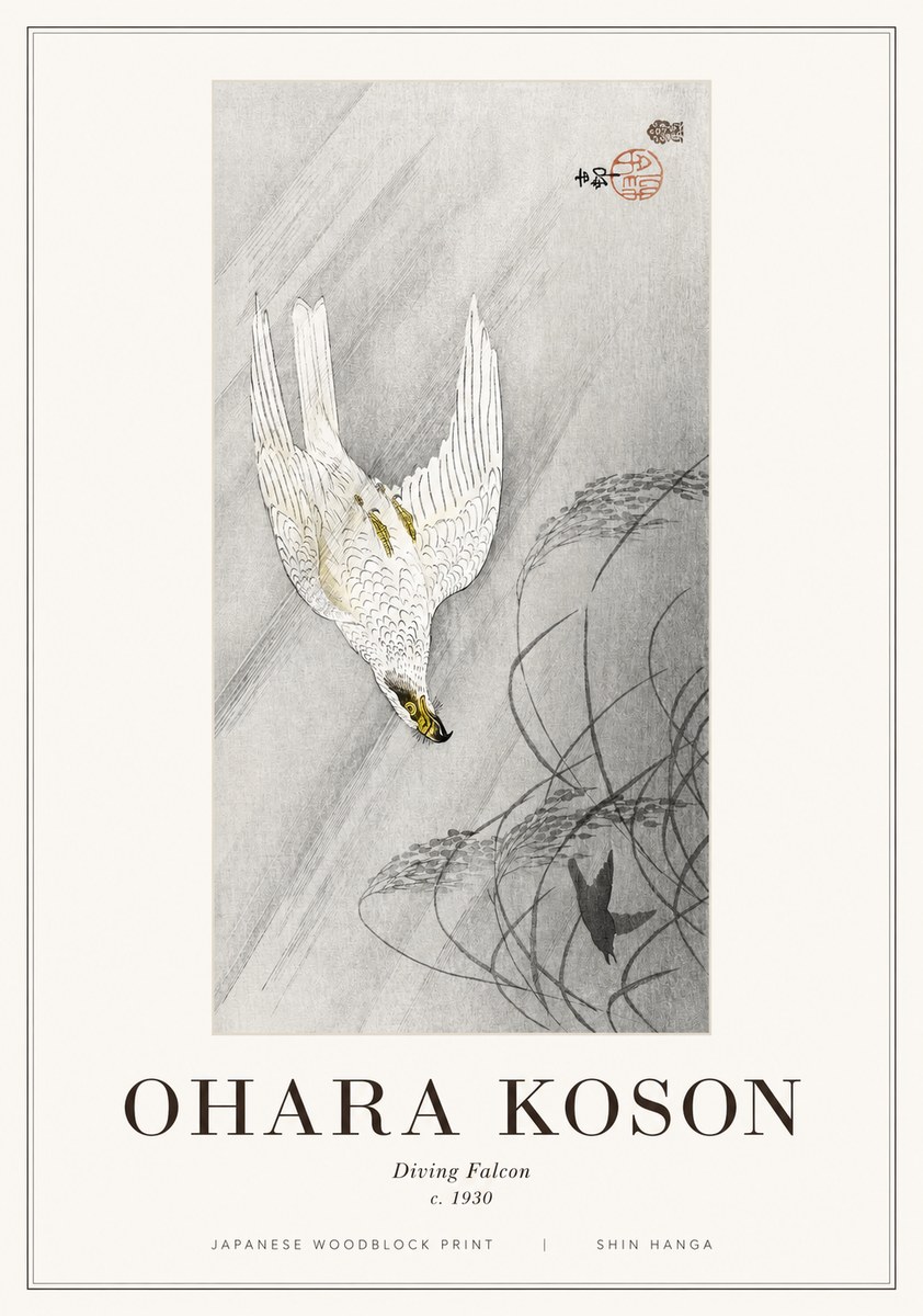 Ohara Koson Diving Falcon No1 - Poster