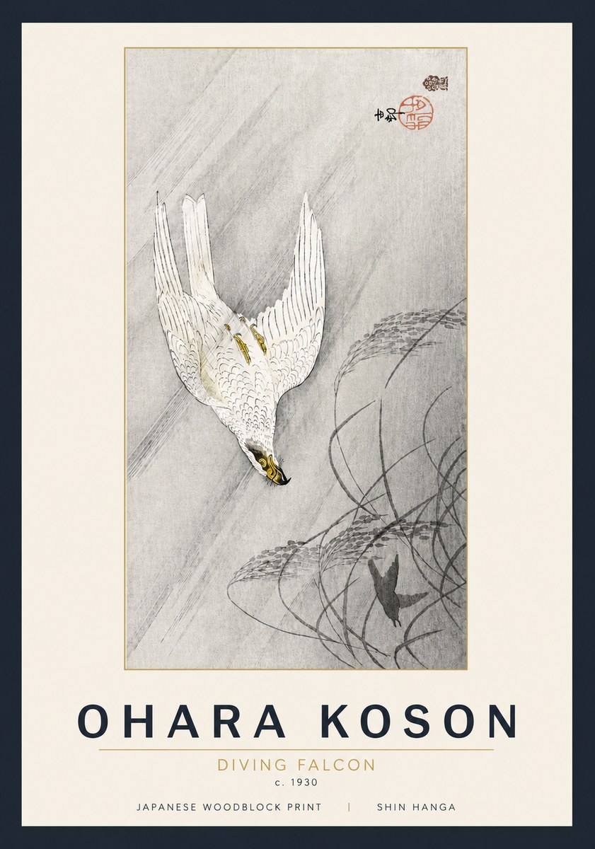 Ohara Koson Diving Falcon No5 - Poster