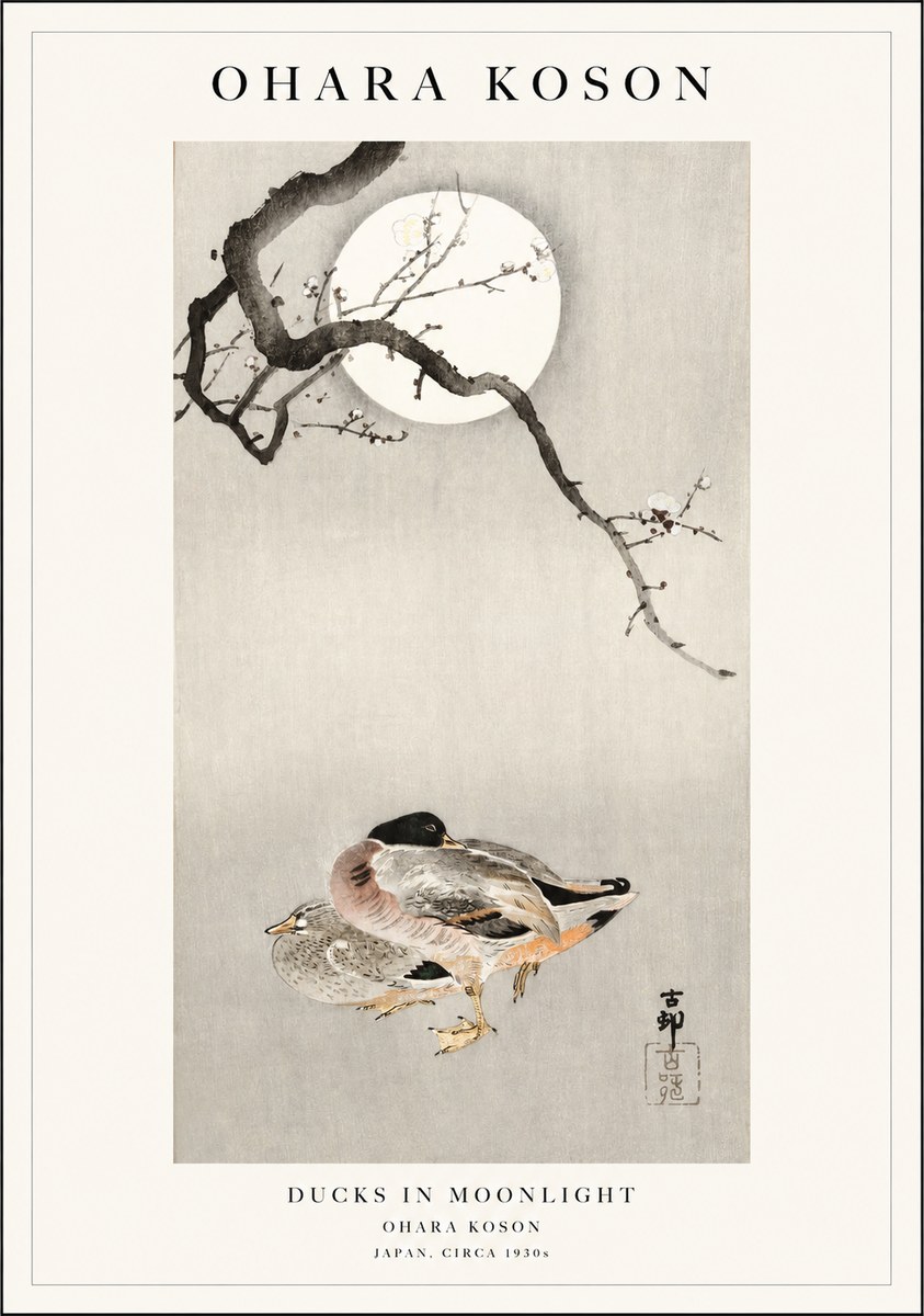 Ohara Koson Ducks in Moonlight No1 - Poster