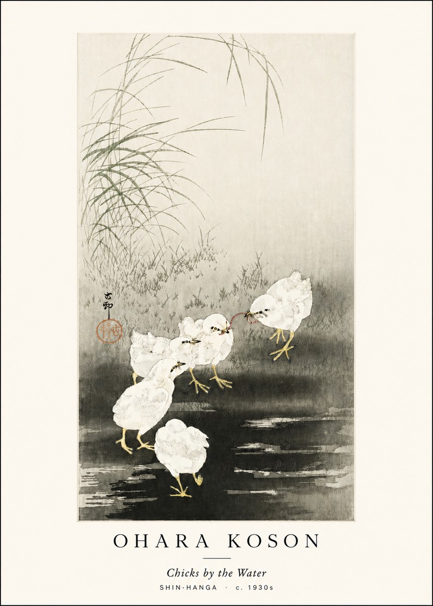 Ohara Koson Chicks by the Water No3 - Poster
