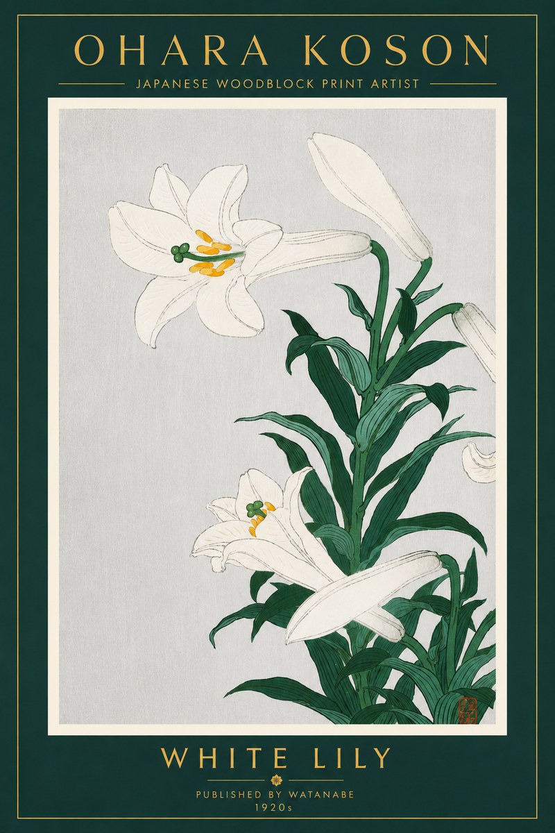 Ohara Koson White Lily No4 - Poster