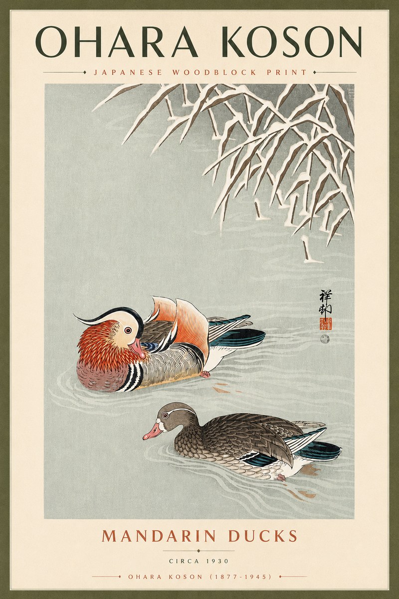 Ohara Koson Mandarin Ducks No4 - Poster