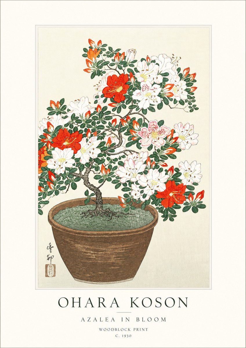 Ohara Koson Azalea in Bloom No1 - Poster