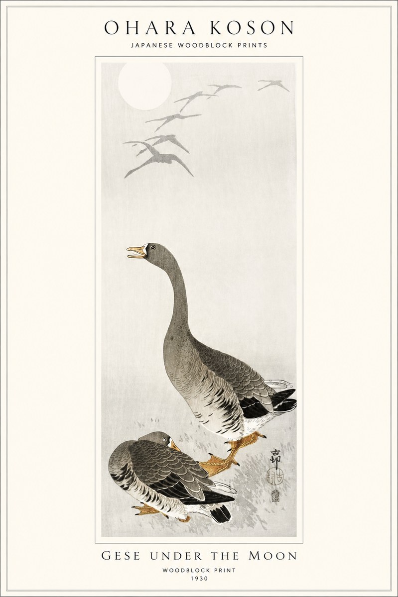 Ohara Koson Gese Under the Moon No1 - Poster