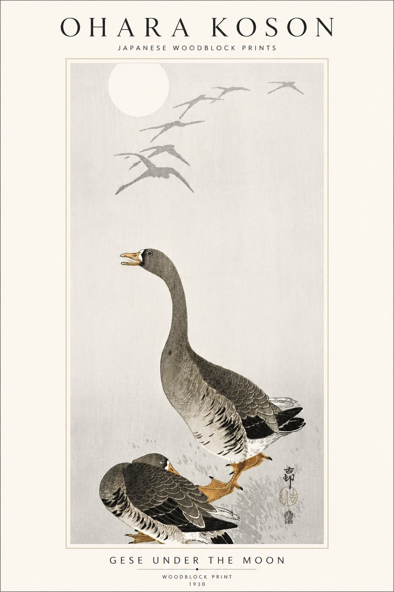 Ohara Koson Gese Under the Moon No5 - Poster