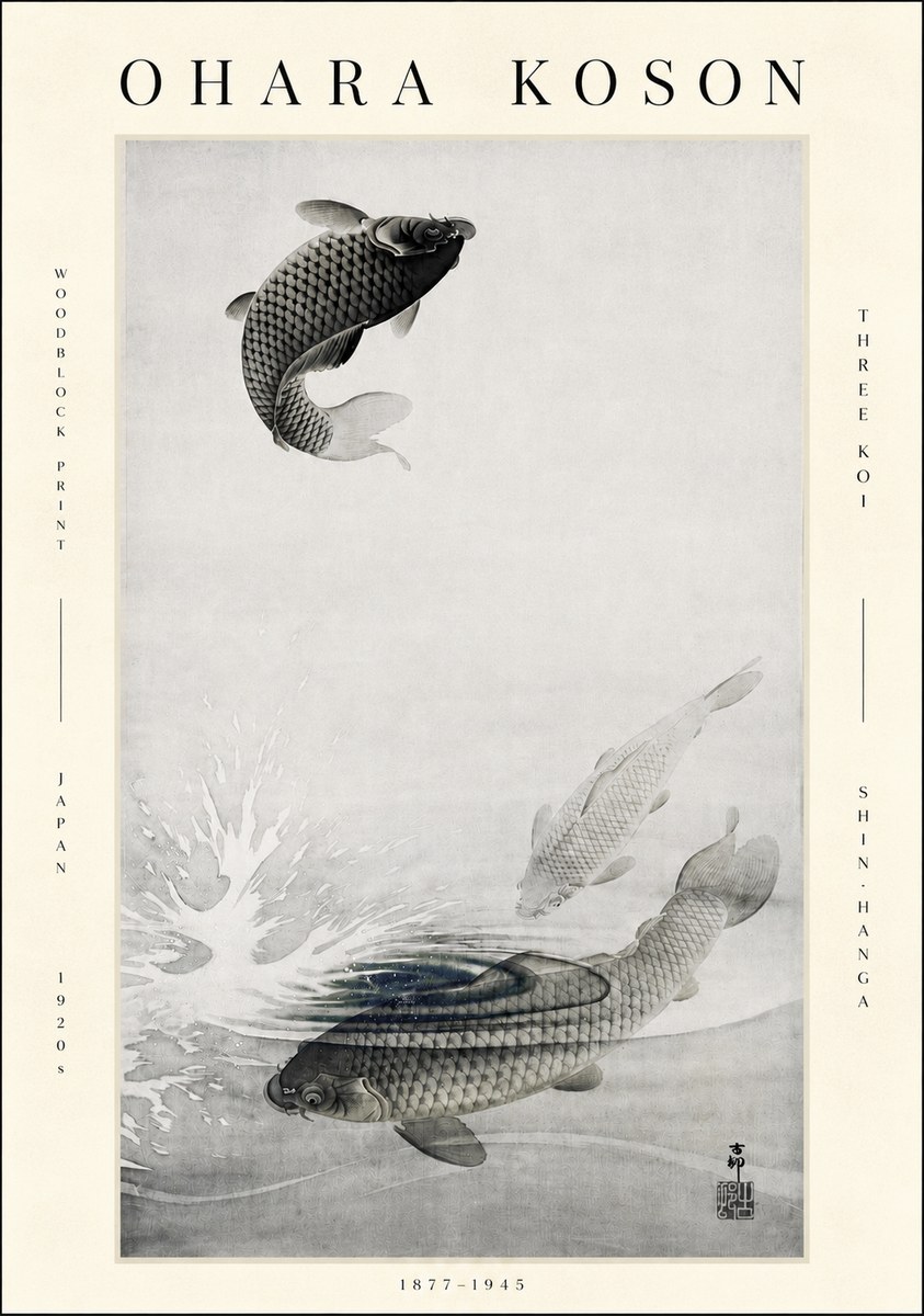 Ohara Koson Three Koi No3 - Poster