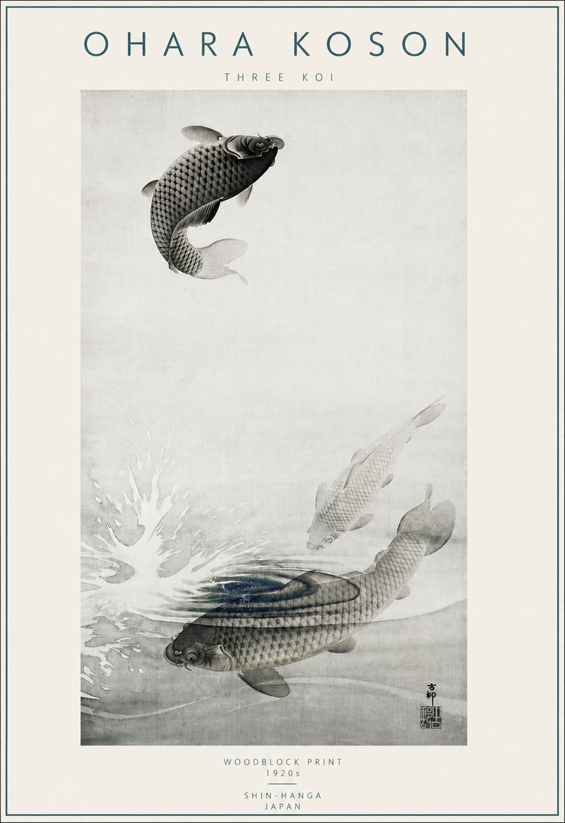 Ohara Koson Three Koi No4 - Poster