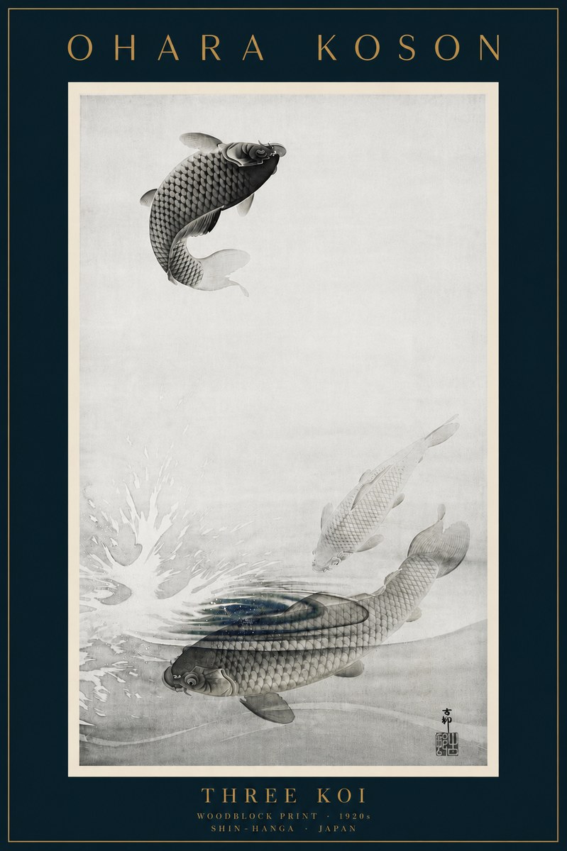 Ohara Koson Three Koi No6 - Poster