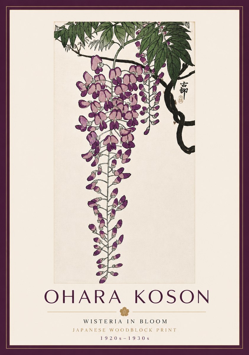 Ohara Koson Wisteria in Bloom No6 - Poster