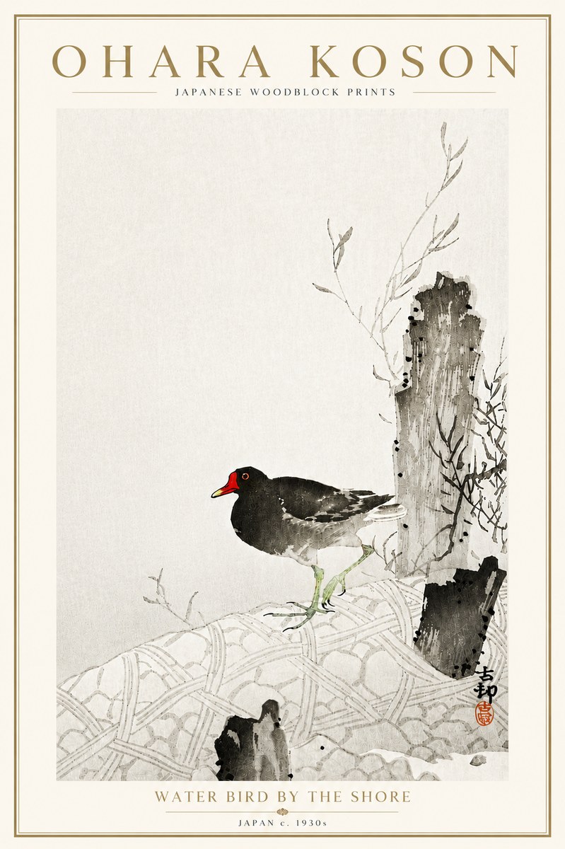 Ohara Koson Water Bird by the Shore No6 - Poster