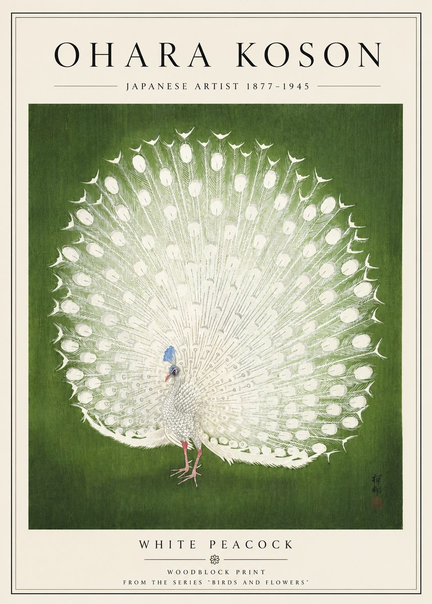 Ohara Koson White Peacock No5 - Poster