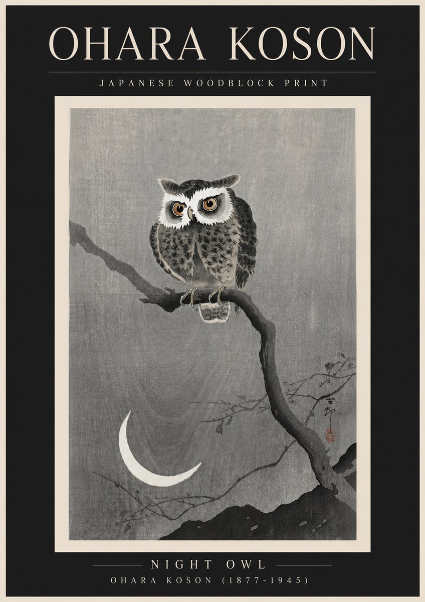 Ohara Koson Night Owl No6 - Poster