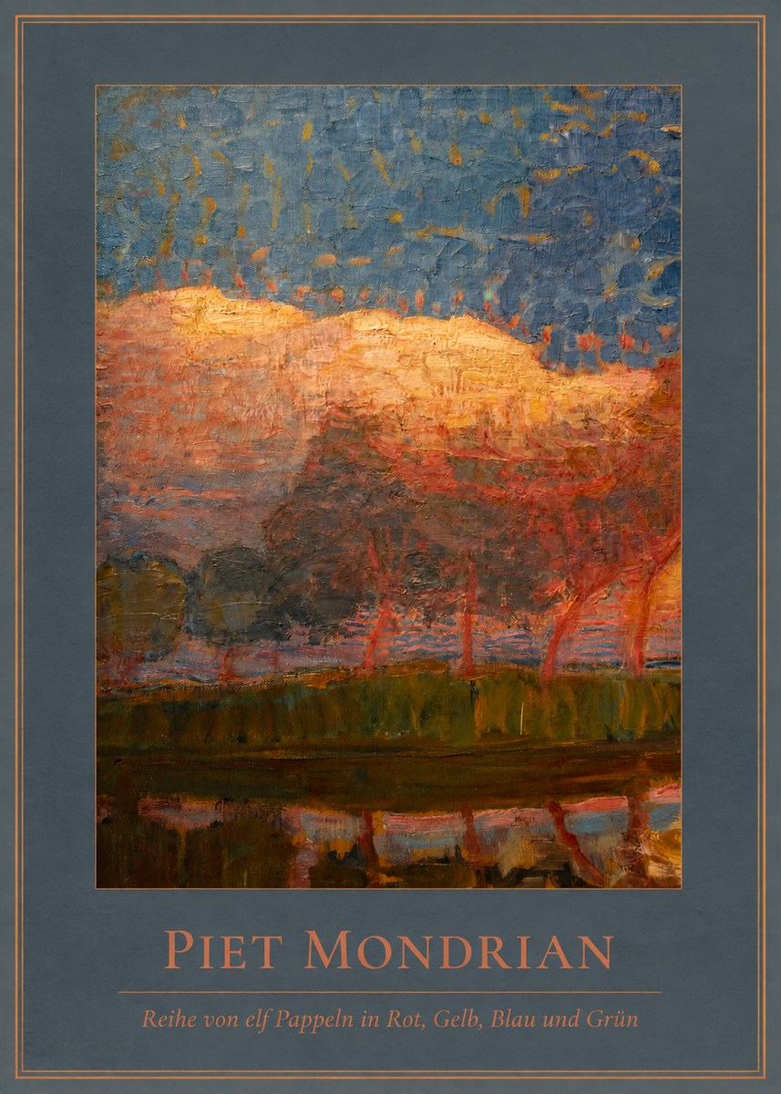 Piet Mondrian Reihe Von Elf Pappeln in Rot, Gelb, Blau Und Grün No4 - Poster
