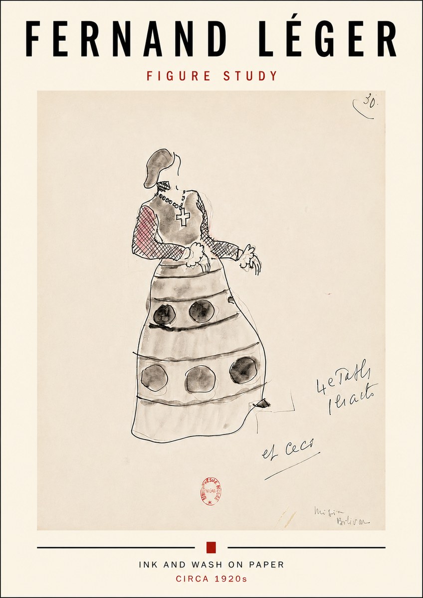 Fernand Léger Costume Design for Le Patin No4 - Poster
