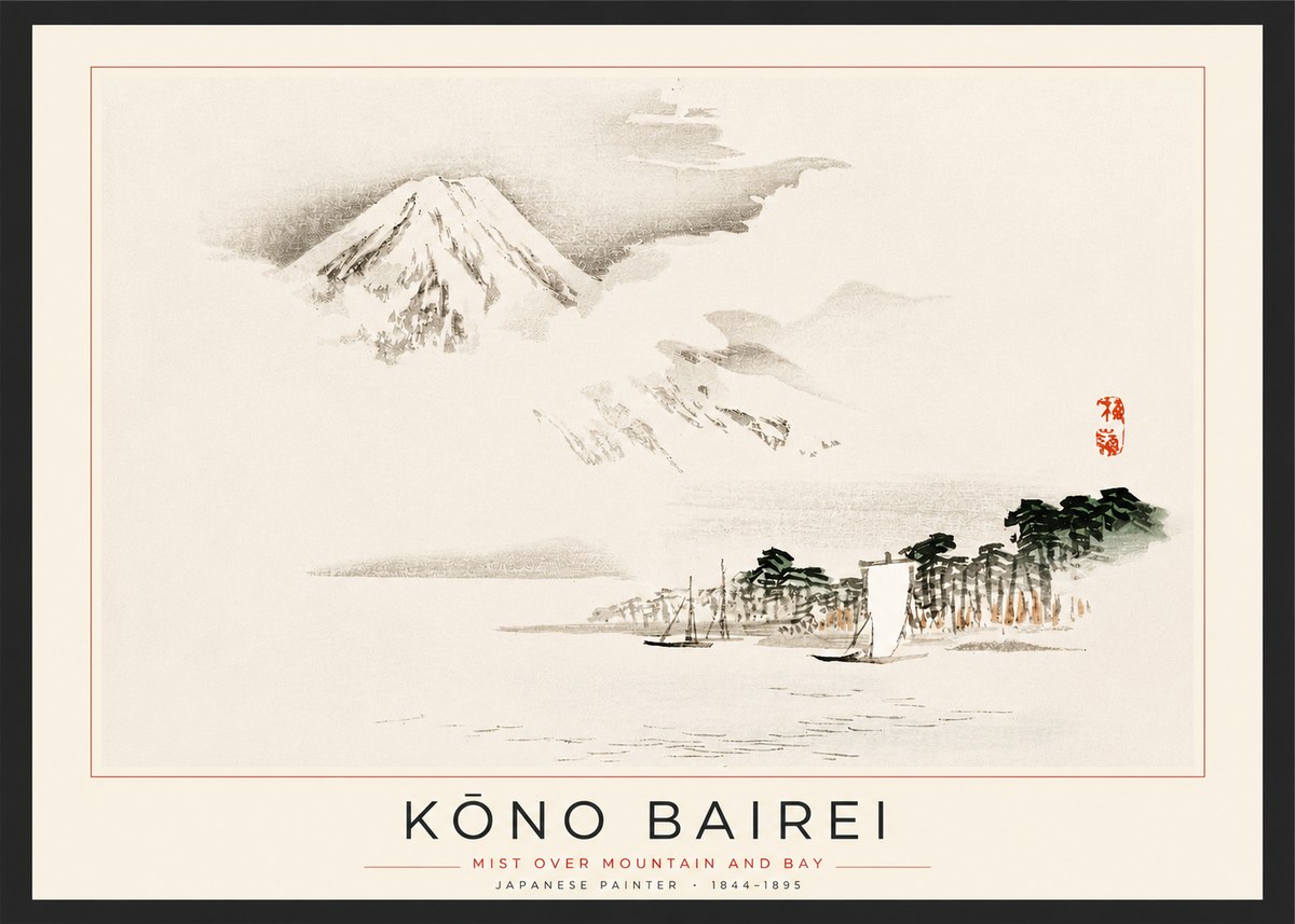 Kōno Bairei Mount Fuji with Boats No3 - Poster