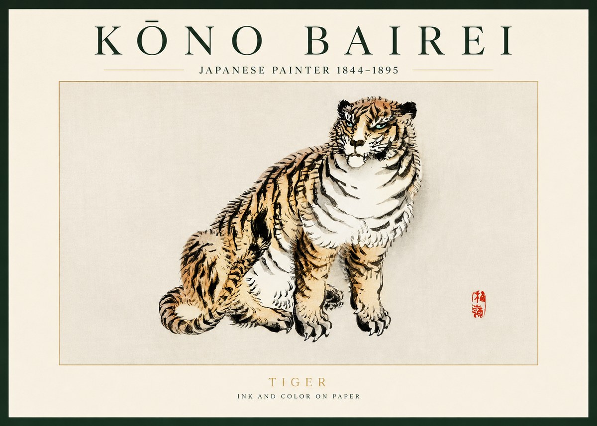 Kōno Bairei Tiger No3 - Poster