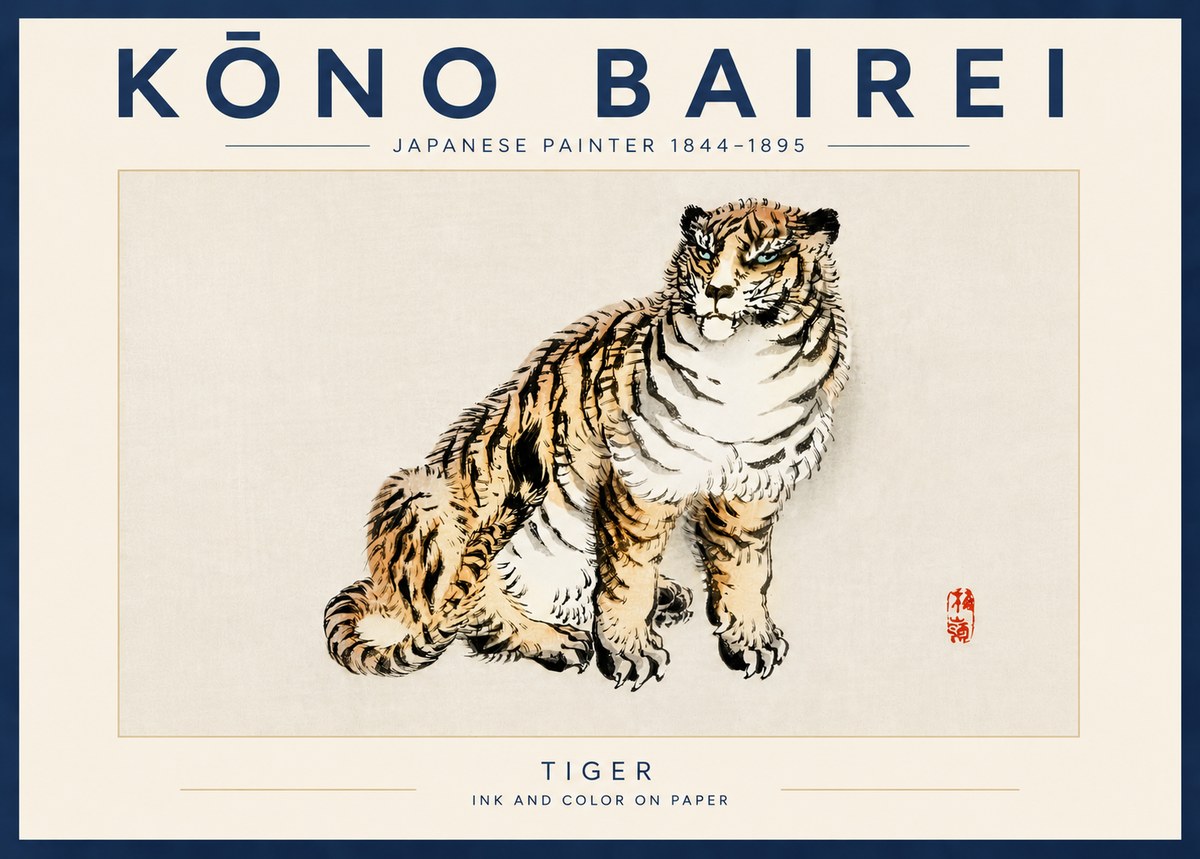 Kōno Bairei Tiger No5 - Poster