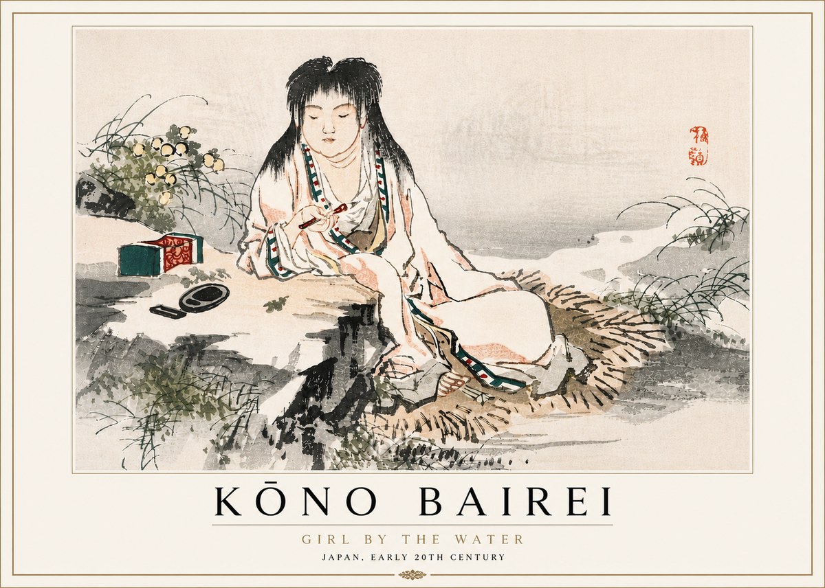 Kōno Bairei Girl by the Water No5 - Poster