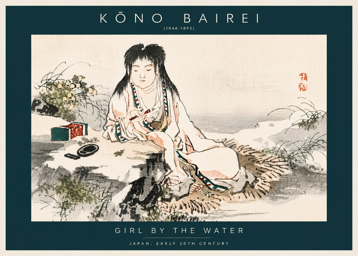 Kōno Bairei Girl by the Water No6 - Poster