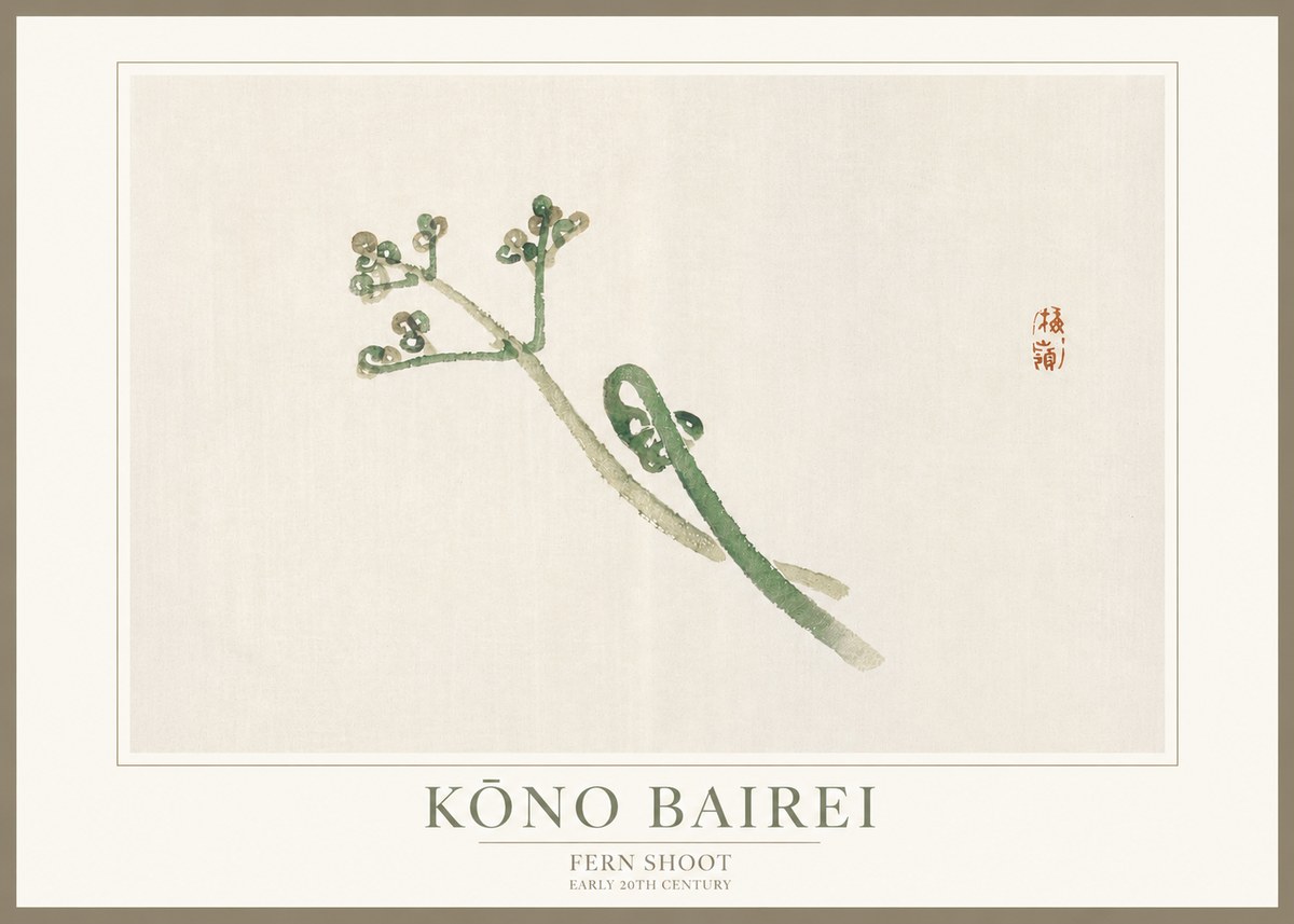 Kōno Bairei Fern Shoot No3 - Poster