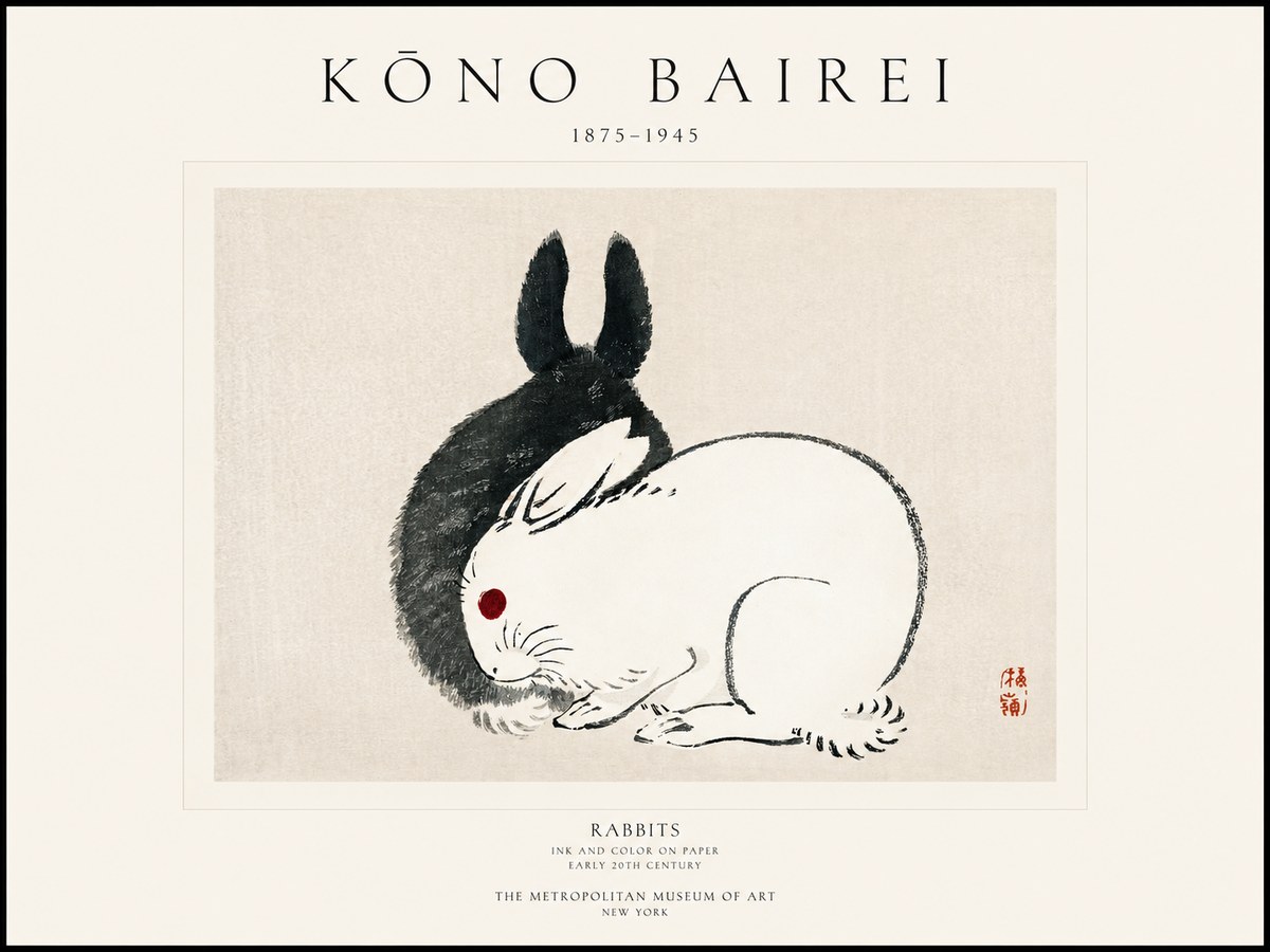 Kōno Bairei Rabbits No1 - Poster