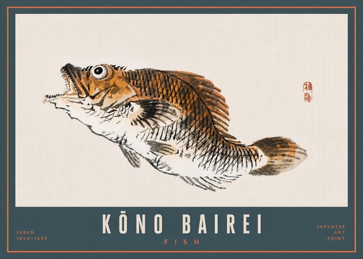 Kōno Bairei Fish II No5 - Poster