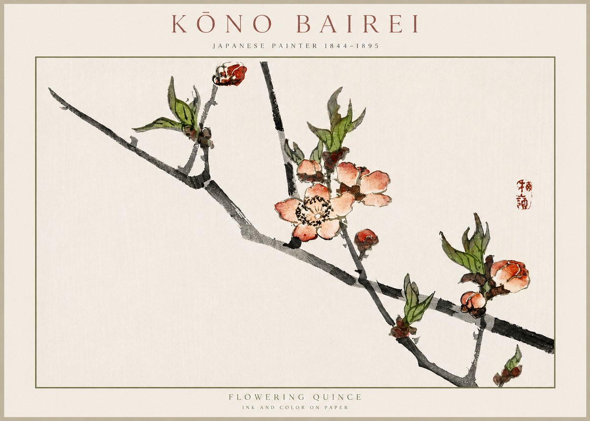 Kōno Bairei Flowering Quince No2 - Poster