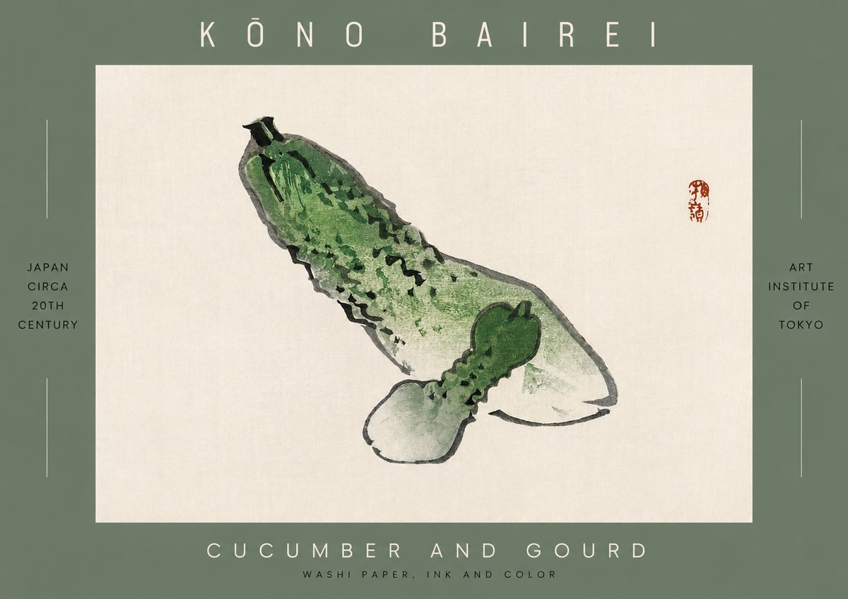 Kōno Bairei Cucumber and Gourd No2 - Poster