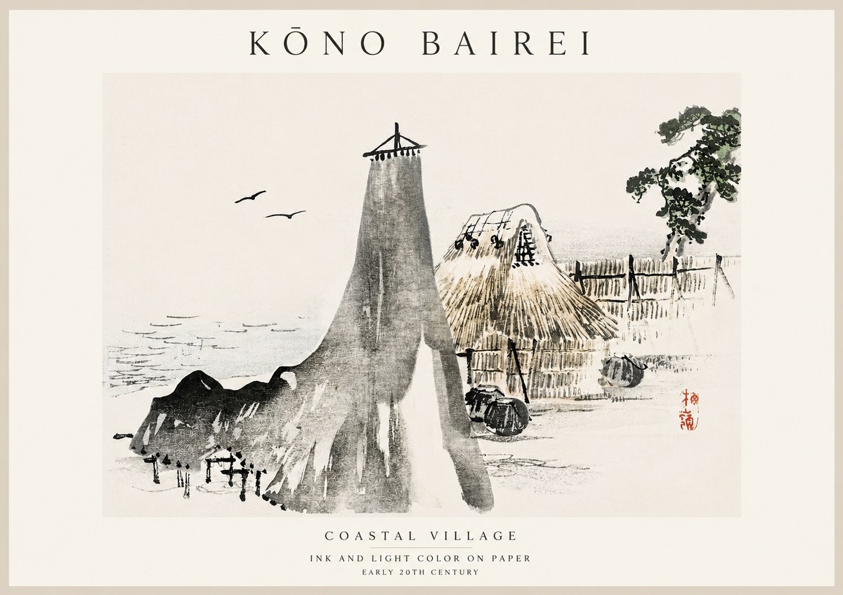 Kōno Bairei Coastal Village No1 - Poster