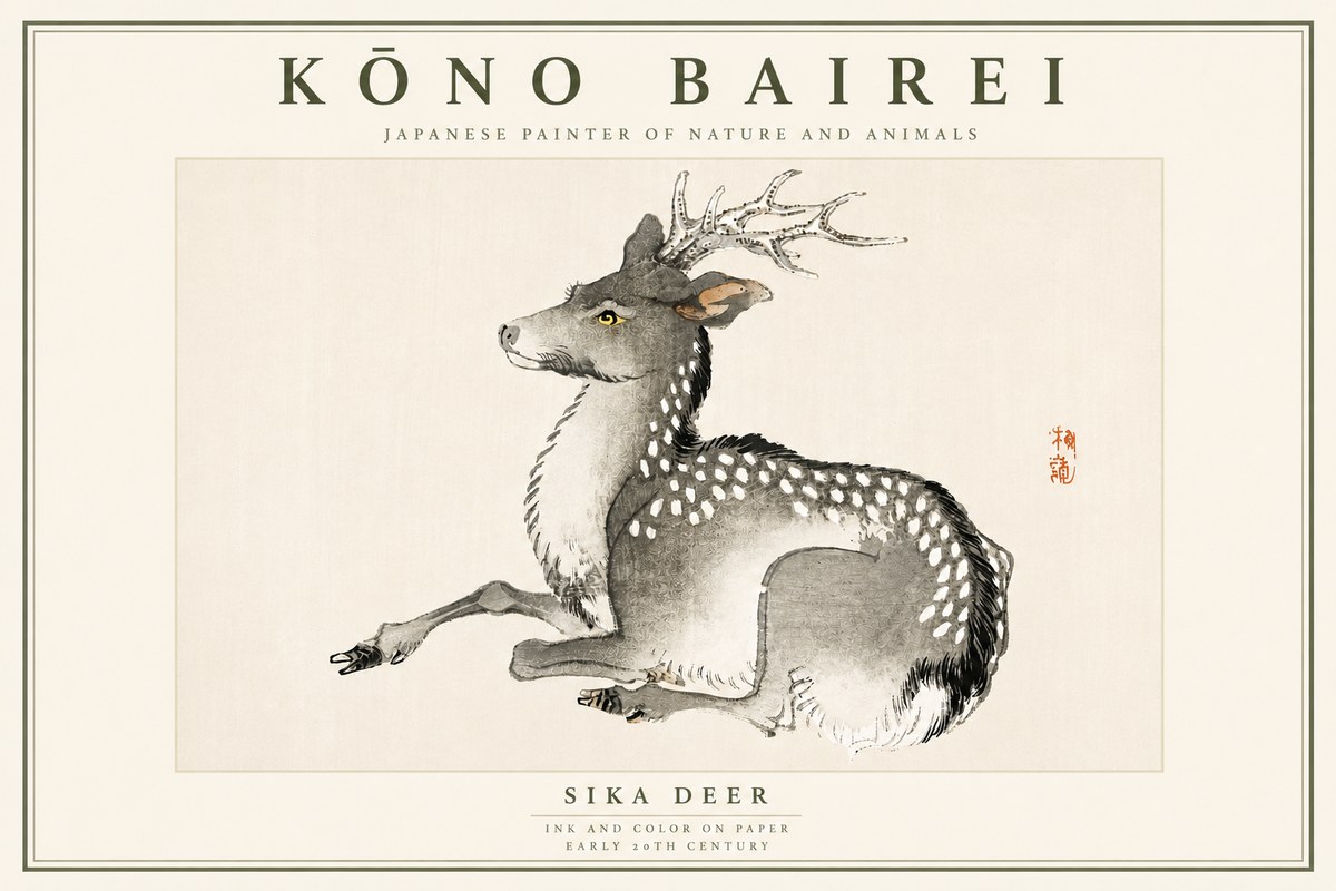 Kōno Bairei Sika Deer No6 - Poster