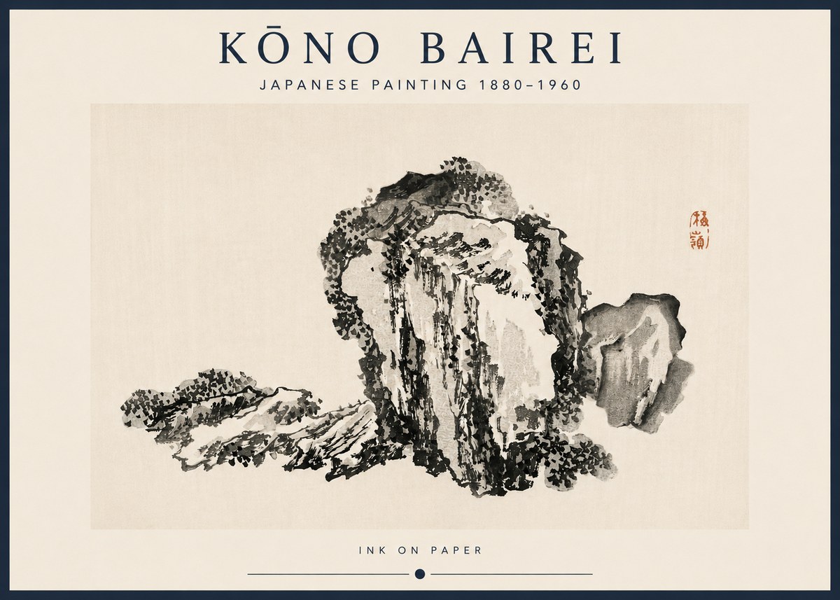Kōno Bairei Rock Formation No3 - Poster