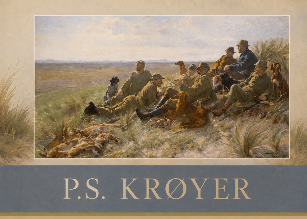 P.S. Krøyer Hare-hunting in the Dunes No2 - Poster