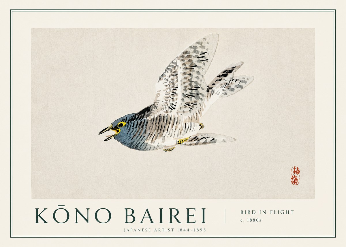 Kōno Bairei Bird in Flight No3 - Poster