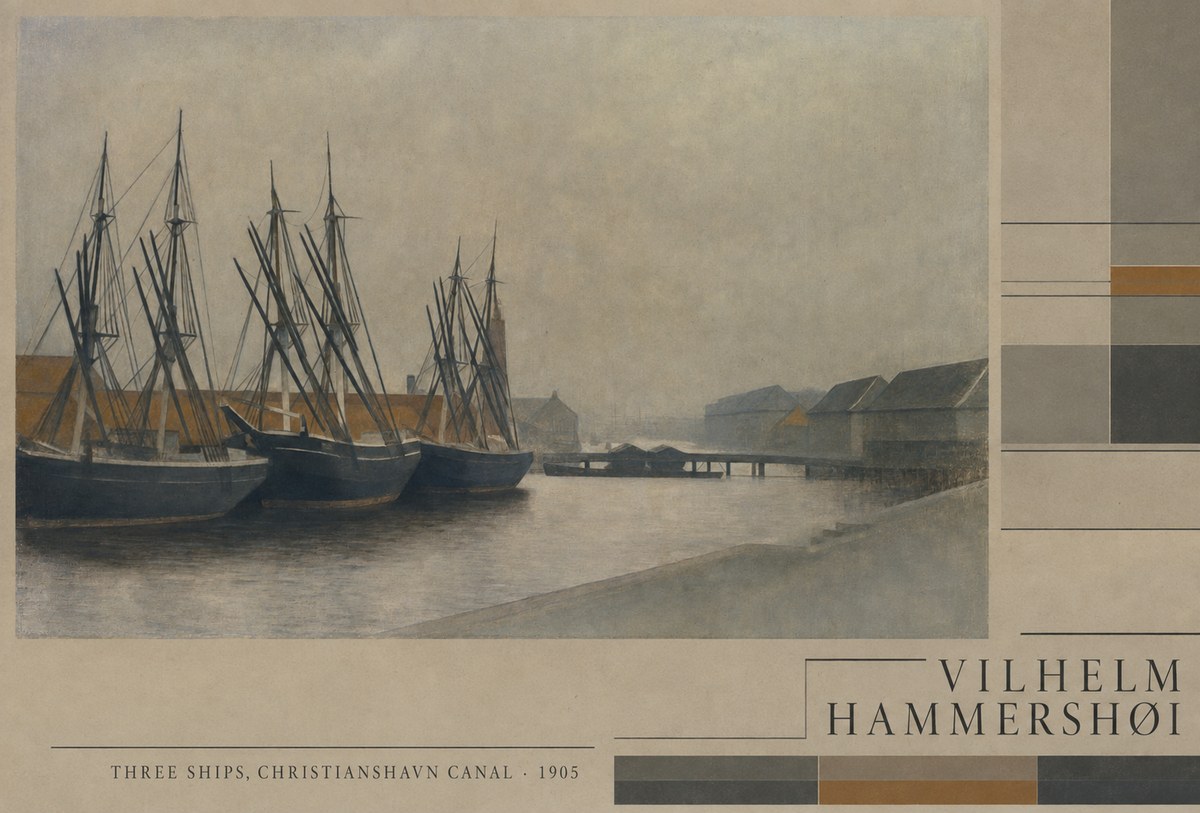 Vilhelm Hammershøi Three Ships, Christianshavn Canal No4 - Poster