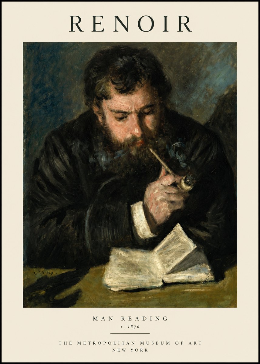 Renoir Man Reading No1 - Poster