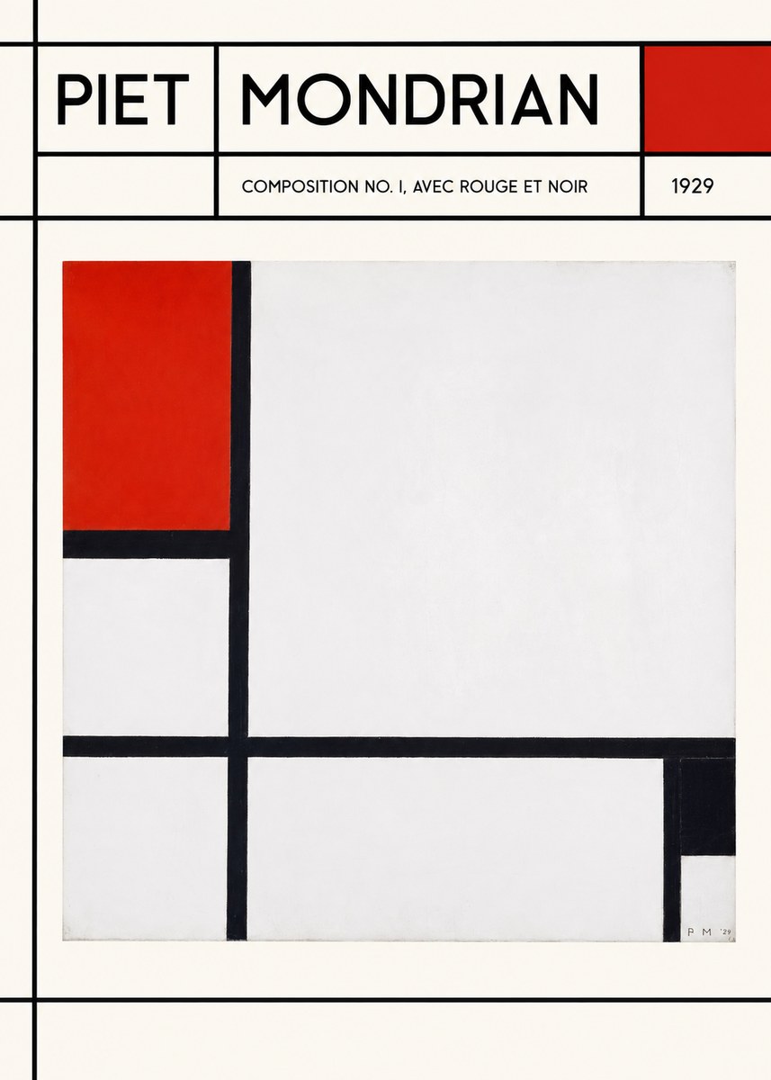 Piet Mondrian Composition No. I, Avec Rouge Et Noir No2 - Poster