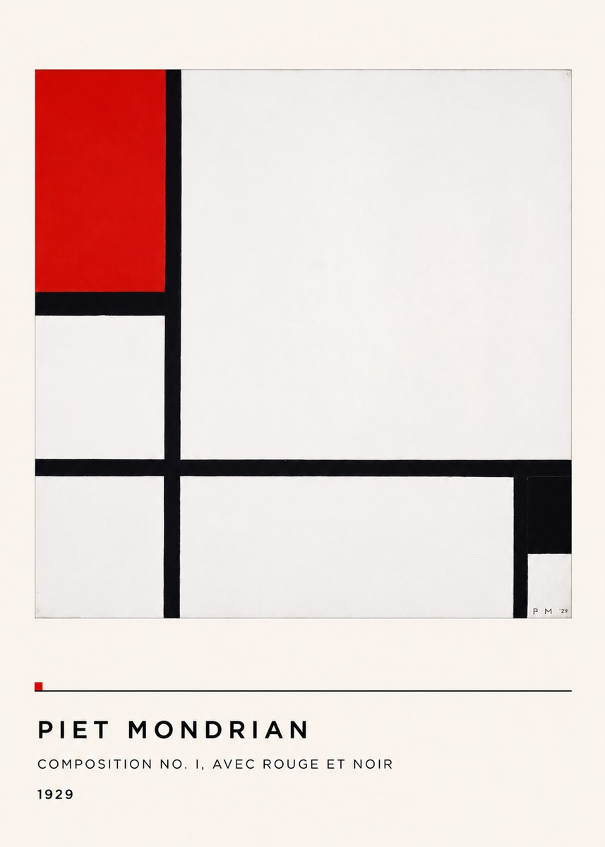 Piet Mondrian Composition No. I, Avec Rouge Et Noir No4 - Poster