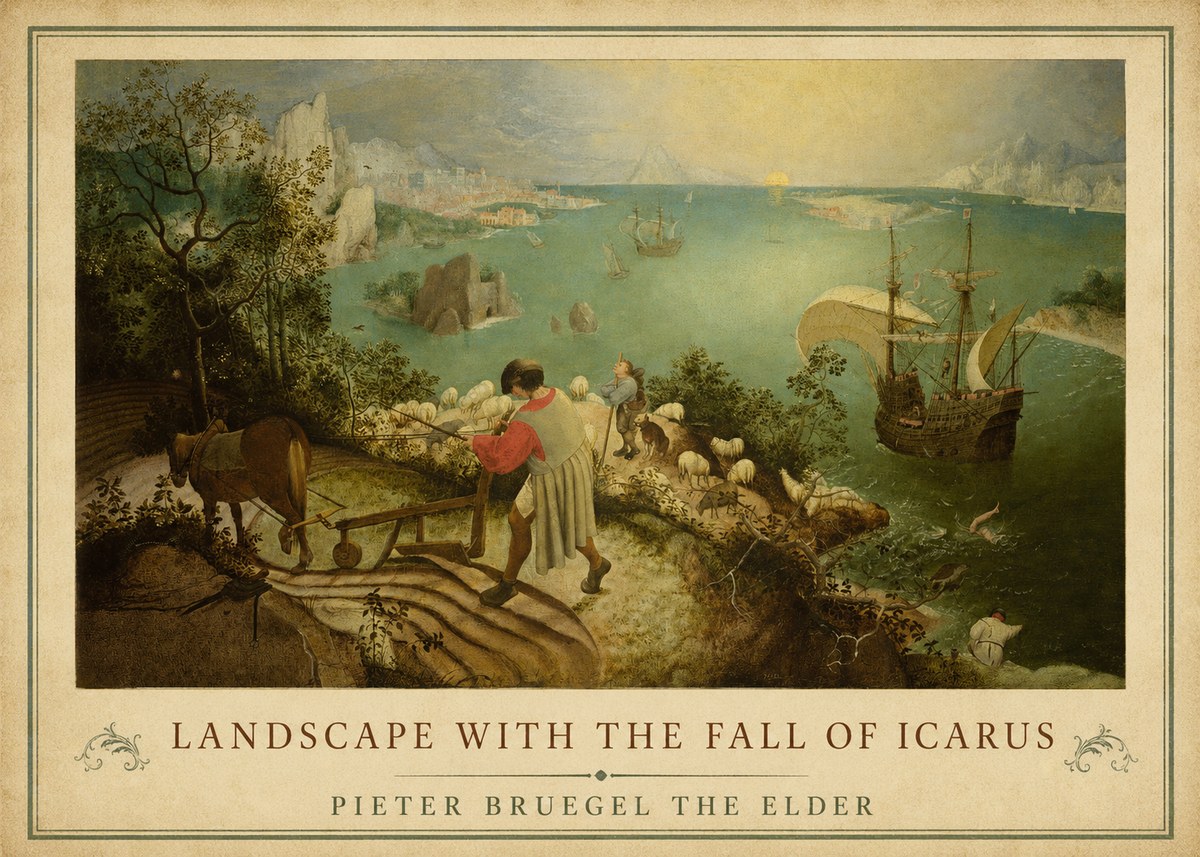 Pieter Bruegel Landscape with the Fall of Icarus II No1 - Poster